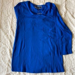 Karen Scott, 3/4 sleeve, bright blue, women’s shirt size medium (M).
